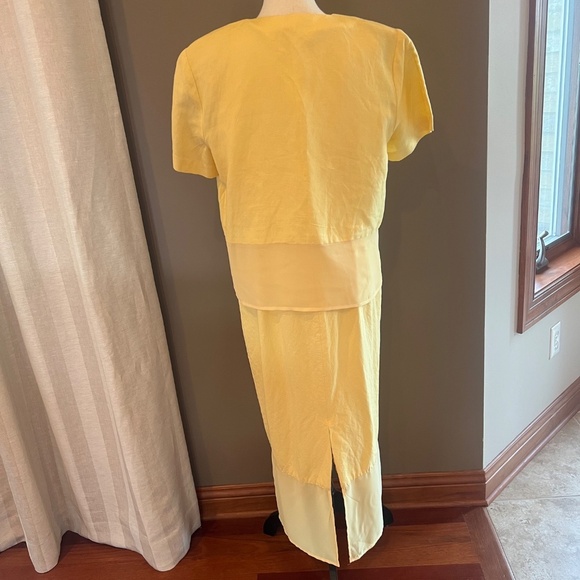 Worthington Yellow two -piece linen blend embroidered maxi dress , Size 12 - Picture 3 of 15